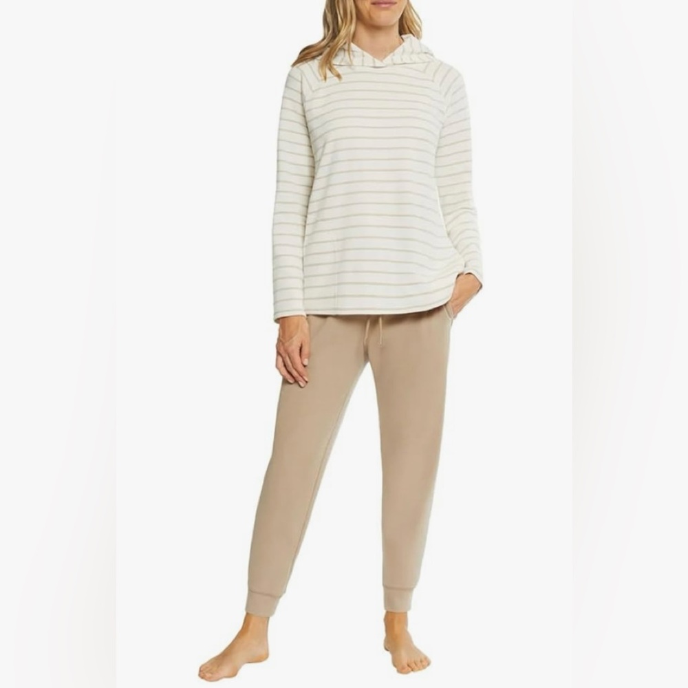 Striped Beige and Cream Waffle Weave Jogging Set